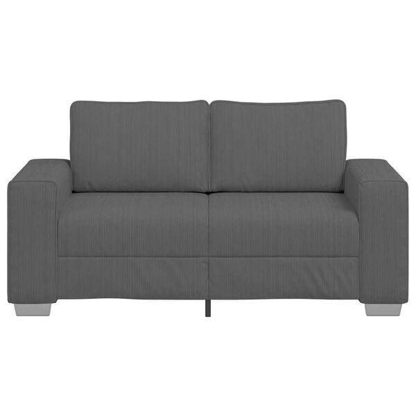 vidaXL Loveseat Sofa Dark Grey 160x77x82 cm Corduroy Fabric