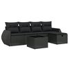 vidaXL 6 Piece Garden Sofa Set with Cushions Black Poly Rattan