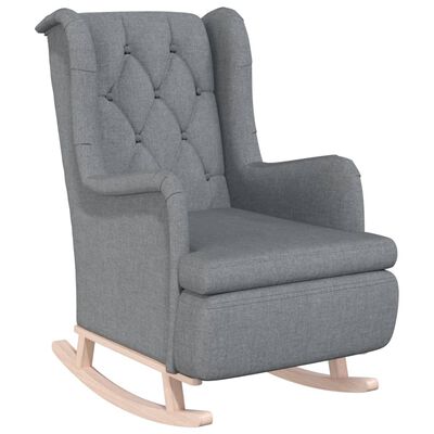 vidaXL Armchair with Solid Rubber Wood Rocking Legs Light Grey Fabric