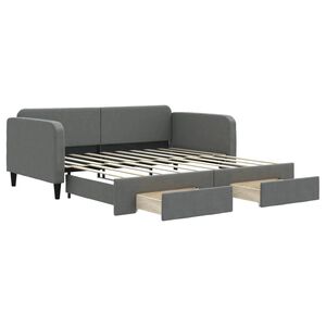 vidaXL Daybed with Trundle&Drawers without Mattress Dark Grey 90x190 cm