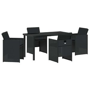 vidaXL Garden Dining Set 5 pcs Black Poly Rattan