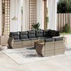 vidaXL 9 Piece Garden Sofa Set with Cushions Grey Poly Rattan