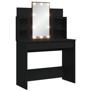 vidaXL Dressing Table with LED Lights Black 96x40x142 cm