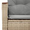 vidaXL Garden Sofa with Cushions 2-Seater Beige Poly Rattan