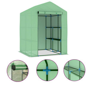 vidaXL Greenhouse with Shelves Steel 143x143x195 cm