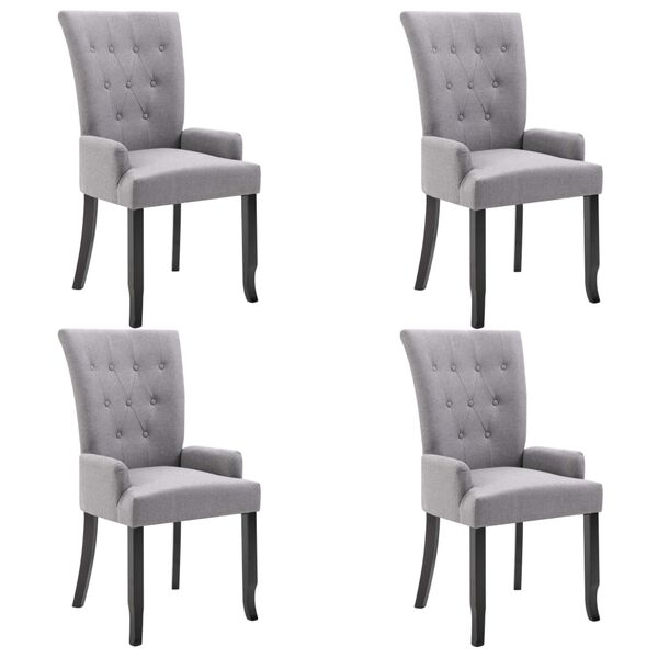 vidaXL Dining Chairs with Armrests 4 pcs Light Grey Fabric