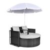 vidaXL Garden Bed with Parasol Black Poly Rattan