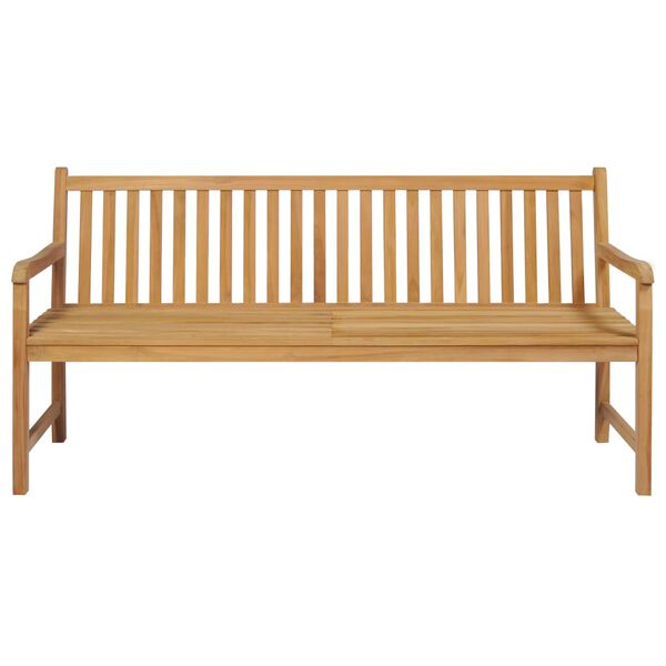 vidaXL Garden Bench with Green Cushion 175 cm Solid Teak Wood