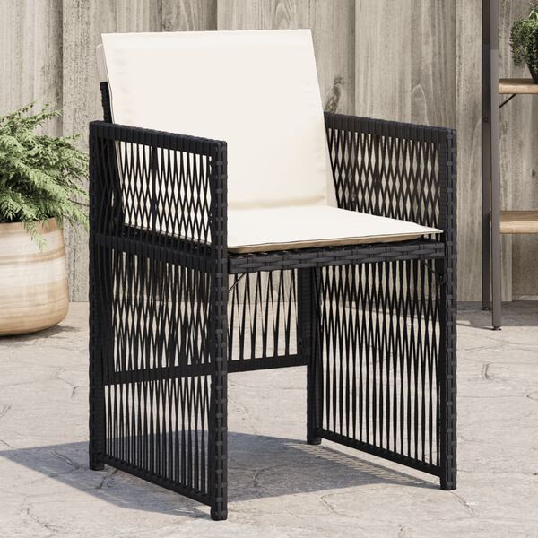 vidaXL Garden Chairs with Cushions 4 pcs Black Poly Rattan