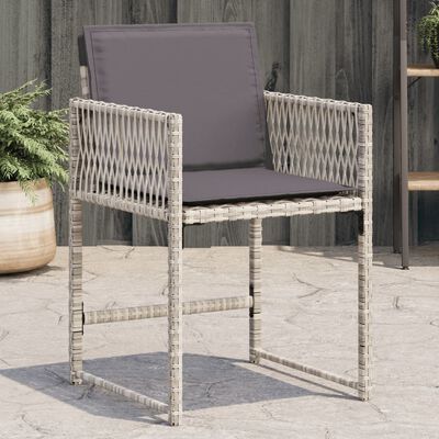 vidaXL Garden Chairs with Cushions 4 pcs Light Grey Poly Rattan