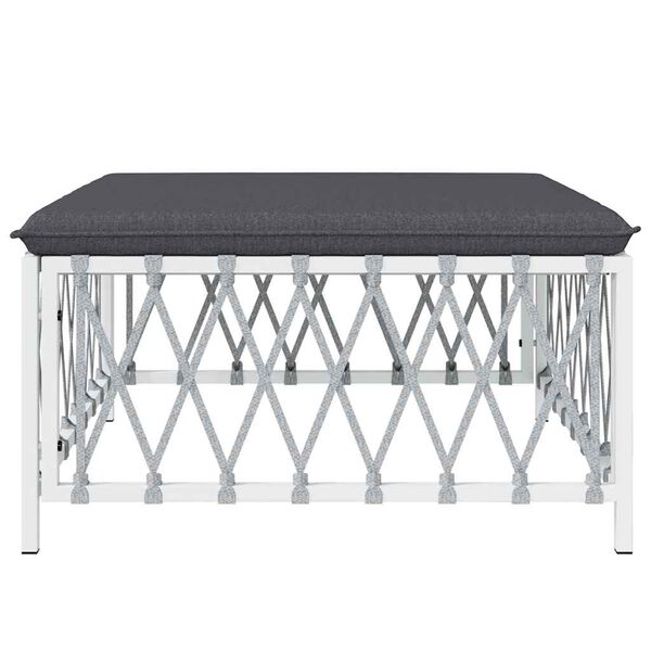 vidaXL Garden Footstool with Cushion White Woven Fabric