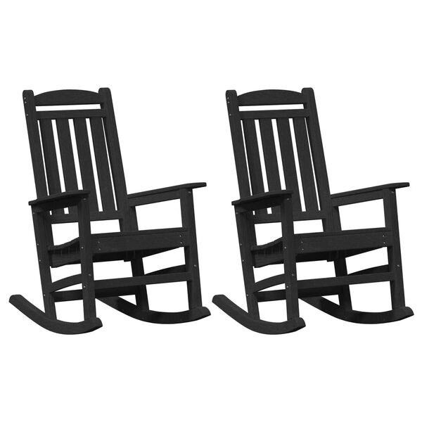 vidaXL Rocking Chair 2 pcs Black 92 x 70 x 108 cm Polyethylene