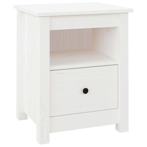 vidaXL Bedside Cabinet | White | Solid pine wood | Medium | Bedside Cabinet