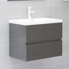 vidaXL 2 Piece Bathroom Furniture Set High Gloss Grey Engineered Wood