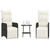 vidaXL Reclining Garden Chairs 2 pcs with Table Black Poly Rattan
