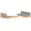 vidaXL 6 Piece Garden Lounge Set with Grey Cushions Pinewood