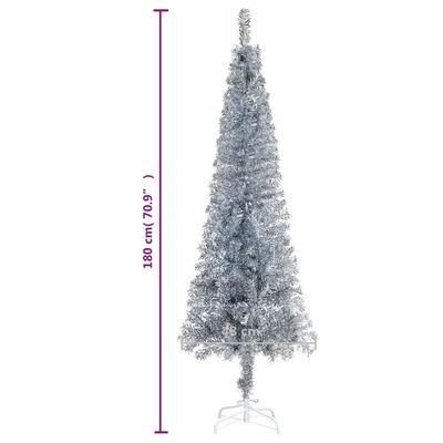 vidaXL Slim Christmas Tree Silver 180 cm