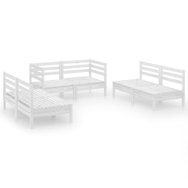 vidaXL 6 Piece Garden Lounge Set White Solid Pinewood