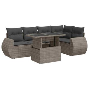 vidaXL 6 Piece Garden Sofa Set with Cushions Grey Poly Rattan