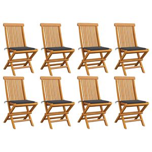 vidaXL Folding Chairs with Anthracite Cushions 8 pcs Solid Teak Wood