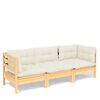 vidaXL 3-Seater Garden Sofa with Cream Cushions Solid Pinewood