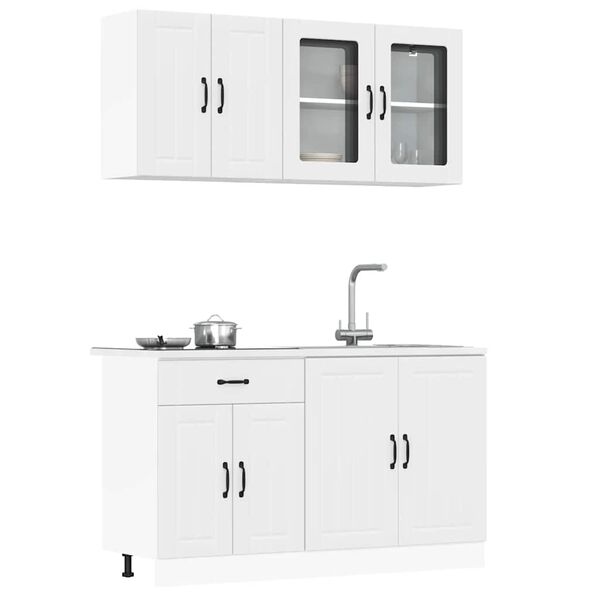 vidaXL 4 Piece Kitchen Cabinet Set Lucca White Engineered Wood
