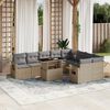 vidaXL 10 Piece Garden Sofa Set with Cushions Beige Poly Rattan