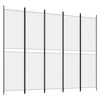 vidaXL 5-Panel Room Divider White 250x200 cm Fabric