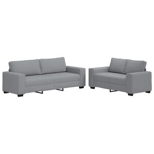 vidaXL 2 Piece Sofa Set with Cushions Light Grey Fabric