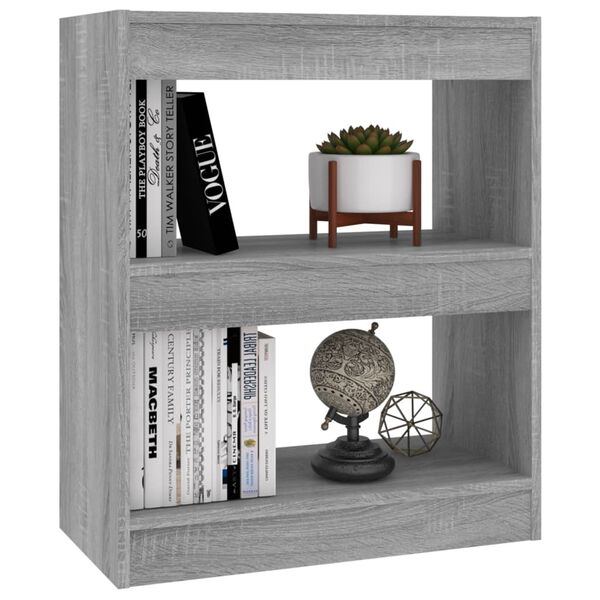vidaXL Book Cabinet/Room Divider Grey Sonoma 60x30x72 cm