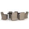 vidaXL 7 Piece Garden Dining Set with Cushions Brown