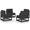 vidaXL 4 Piece Garden Lounge Set with Cushions Solid Wood Pine