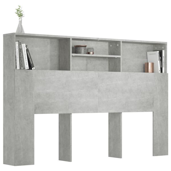 vidaXL Headboard Cabinet Concrete Grey 160x19x103.5 cm