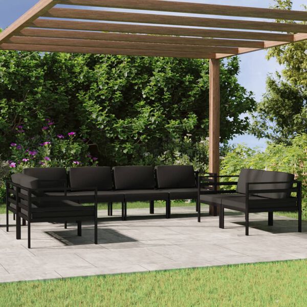 vidaXL 8 Piece Garden Lounge Set with Cushions Aluminium Anthracite