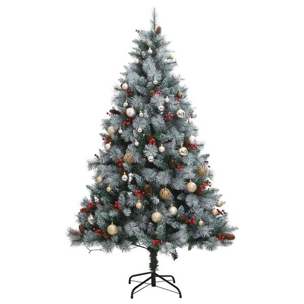 vidaXL Artificial Hinged Christmas Tree 300 LEDs & Ball Set 180 cm