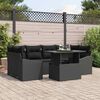 vidaXL Garden Sofa Set with Cushion 7 pcs Black Poly Rattan