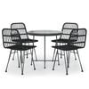 vidaXL 5 Piece Garden Dining Set Black Poly Rattan