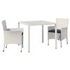 vidaXL 3 Piece Outdoor Dining Set with Cushions Poly Rattan White