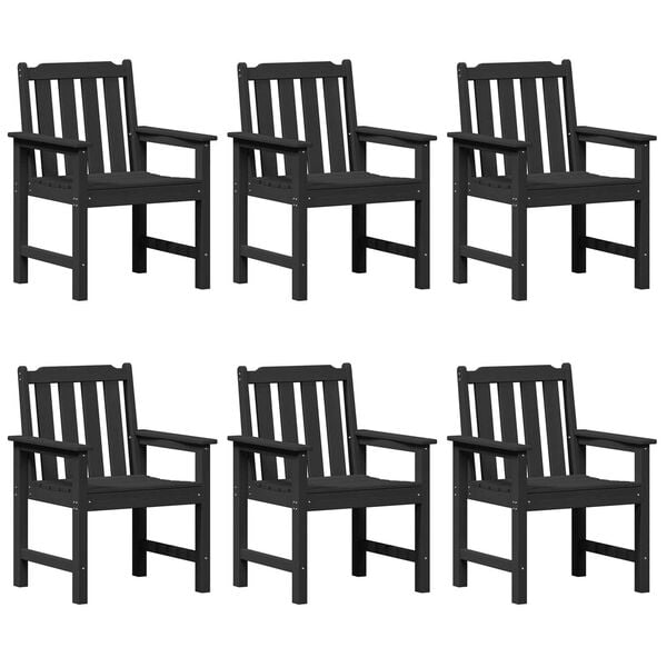 vidaXL Garden Dining Chair 6 pcs Black 65.5 x 55.5 x 88cm Plastic