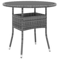 vidaXL Garden Table Ø80x75 cm Tempered Glass and Poly Rattan Grey