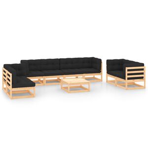 vidaXL 9 Piece Garden Lounge Set with Cushions Solid Wood Pine