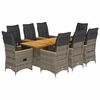 vidaXL 9 Piece Garden Dining Set with Cushions Grey Poly Rattan