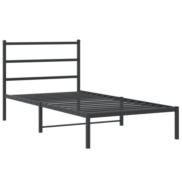vidaXL Metal Bed Frame without Mattress with Headboard Black 107x203cm