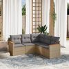 vidaXL 5 Piece Garden Sofa Set with Cushions Beige Poly Rattan