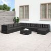 vidaXL 9 Piece Garden Lounge Set with Cushions Black Poly Rattan