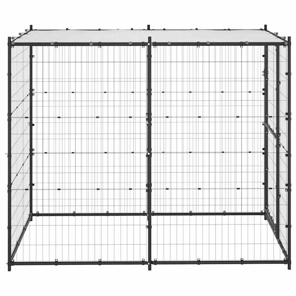 vidaXL Outdoor Dog Kennel Steel with Roof 110x220x180 cm