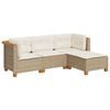 vidaXL 4 Piece Garden Sofa Set with Cushions Beige Poly Rattan