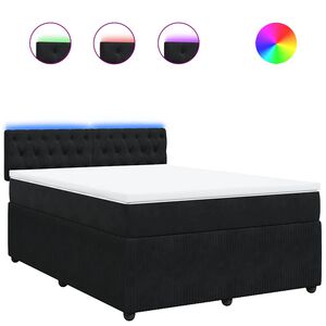 vidaXL Box Spring Bed with Mattress Black Double Velvet