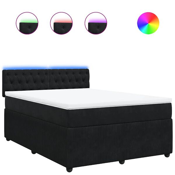 vidaXL Box Spring Bed with Mattress Black Double Velvet