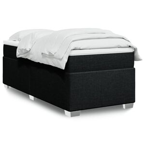 vidaXL Box Spring Bed with Mattress Black King Single Fabric